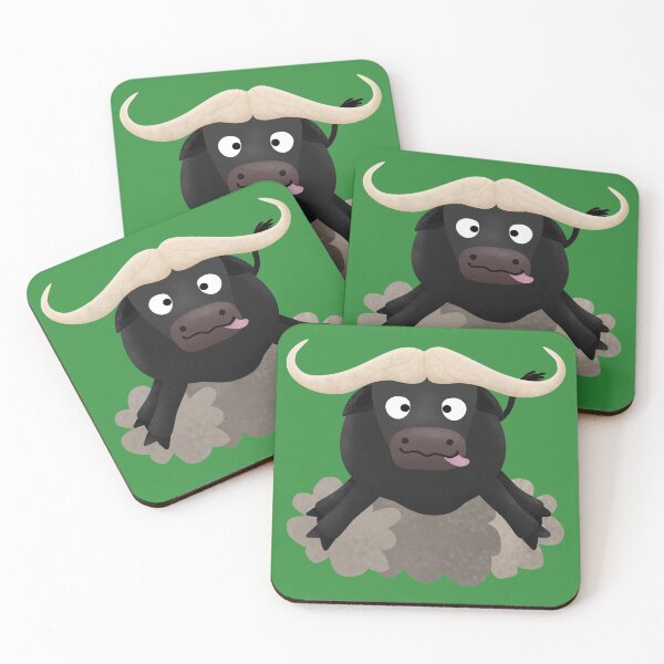Item preview, Funny running water buffalo cartoon designed and sold by FrogFactory.