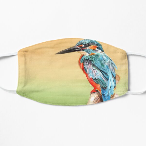 Kingfisher watercolor design Flat Mask