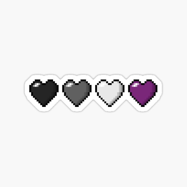 Row of Four Asexual Pride Flag Pixel Hearts Sticker