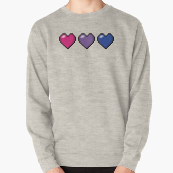 Bisexual Pixel Hearts Pullover Sweatshirt