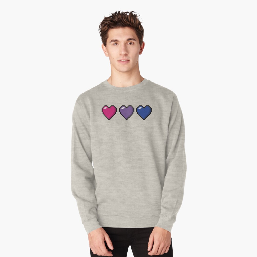 Bisexual Pixel Hearts Pullover Sweatshirt