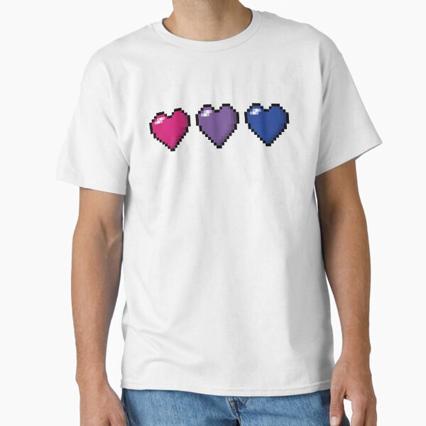 Row of Three Bisexual Pride Flag Pixel Hearts Classic T-Shirt