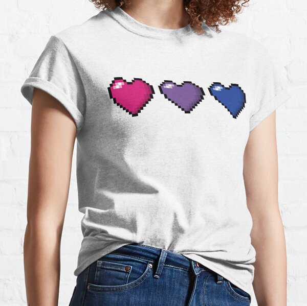 Row of Three Bisexual Pride Flag Pixel Hearts Classic T-Shirt
