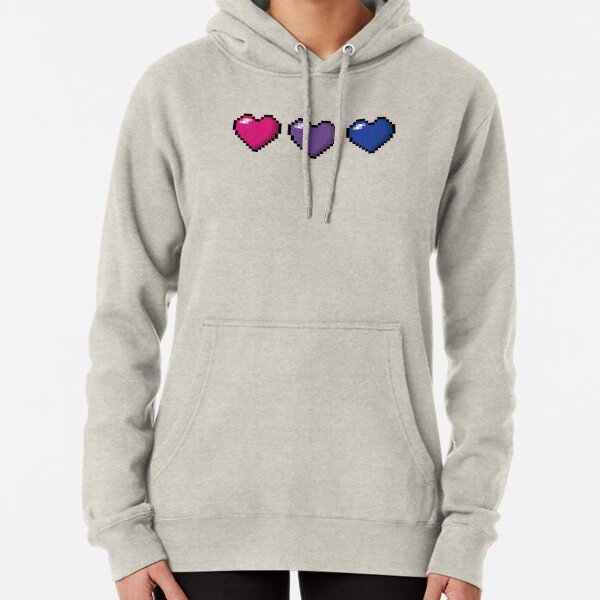 Bisexual Pixel Hearts Pullover Hoodie