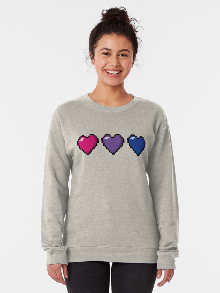 Alternate view of Bisexual Pixel Hearts Pullover Sweatshirt