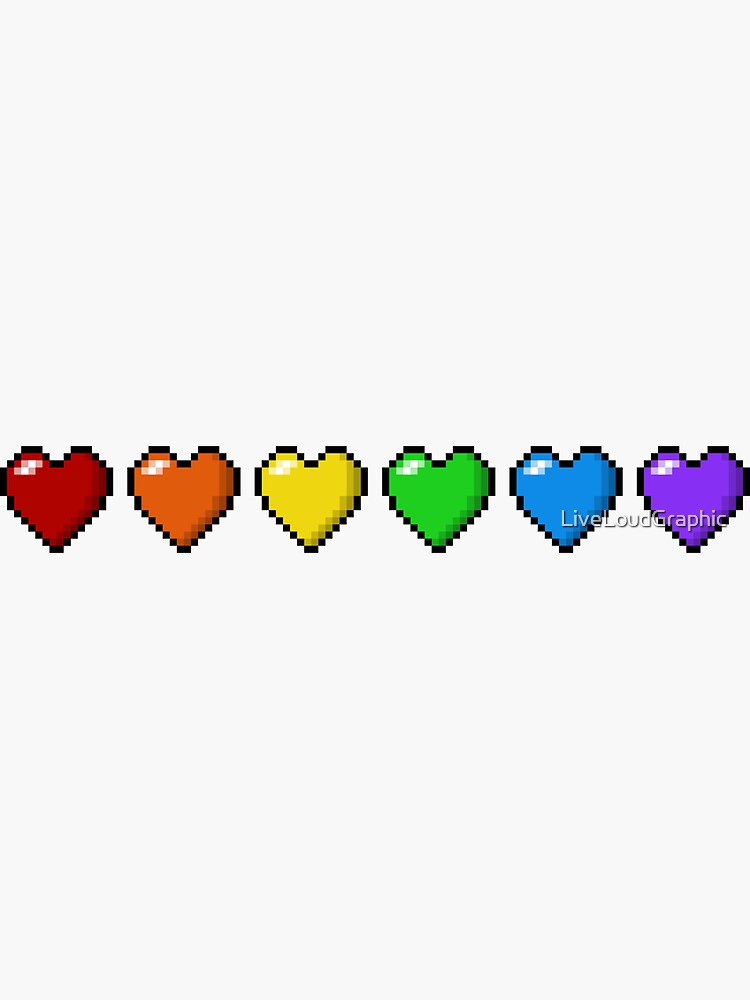 Rainbow Pixel Hearts by LiveLoudGraphic