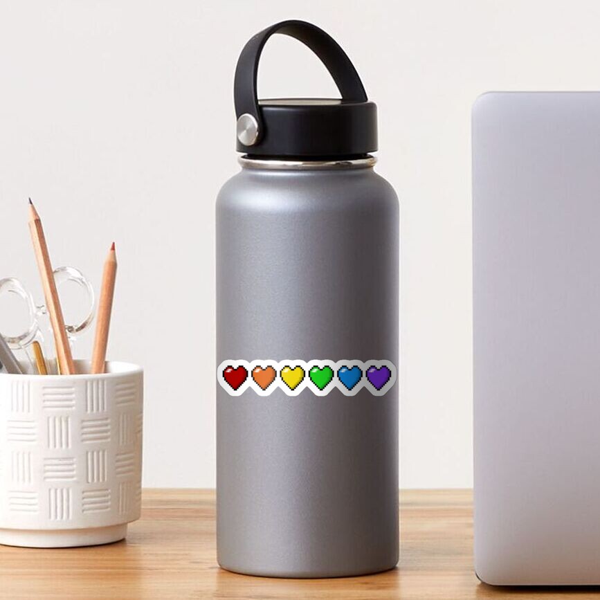 Rainbow Pixel Hearts Sticker