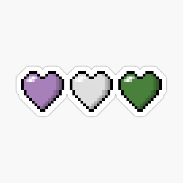Row of Three Genderqueer Pride Flag Pixel Hearts Sticker