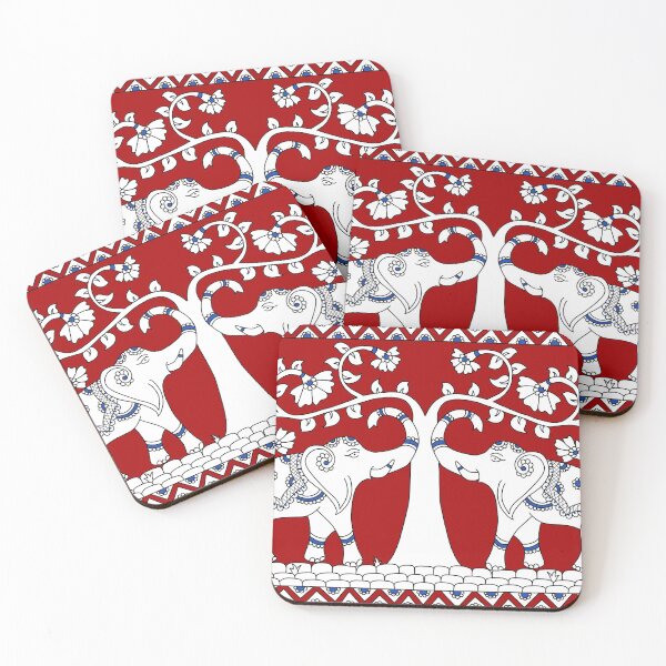 Item preview, Elephants kalamkari art - Royal Indian elephants - Indian folk art  designed and sold by HariniArts.