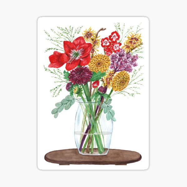 Autumn bouquet in vase watercolor design Sticker