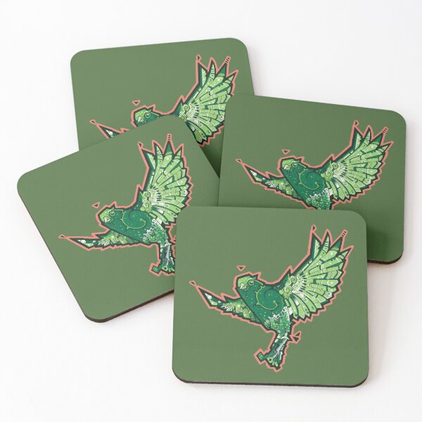 Item preview, green parrot bird flying, geometric stye designed and sold by weilertsen.