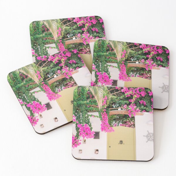 Item preview, Milos 0002: Bougainvillea above yellow door designed and sold by Laura de Roeck.