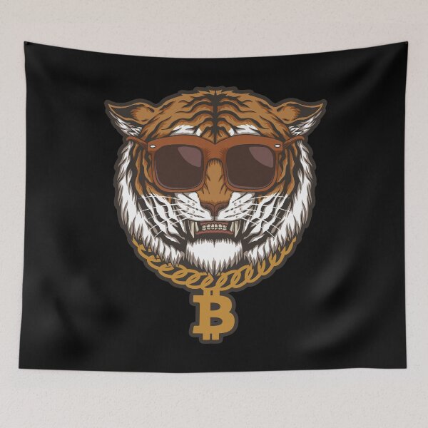Item preview, Funny Gangster Tiger with Bitcoin Gold Chain in Sunglasses designed and sold by SoloTravelerSt.