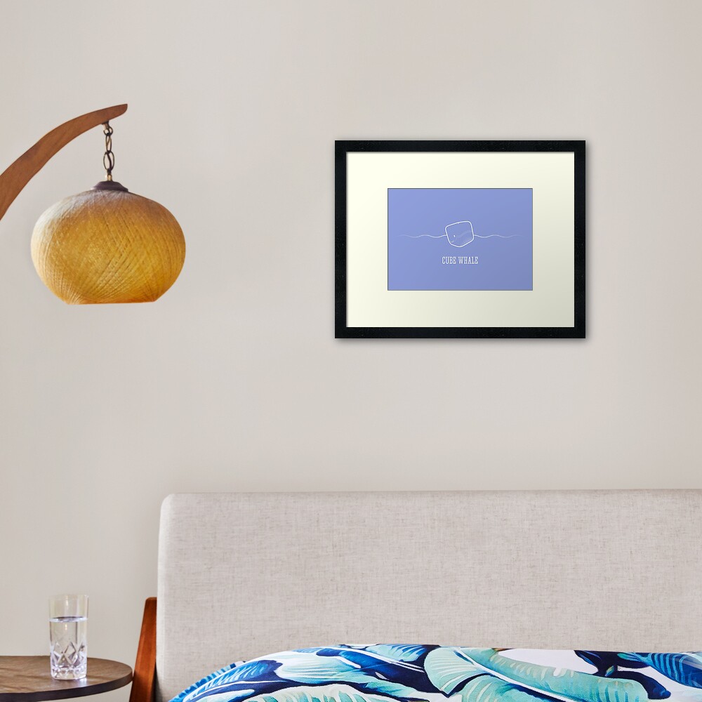 Cube Whale (outline) Framed Art Print