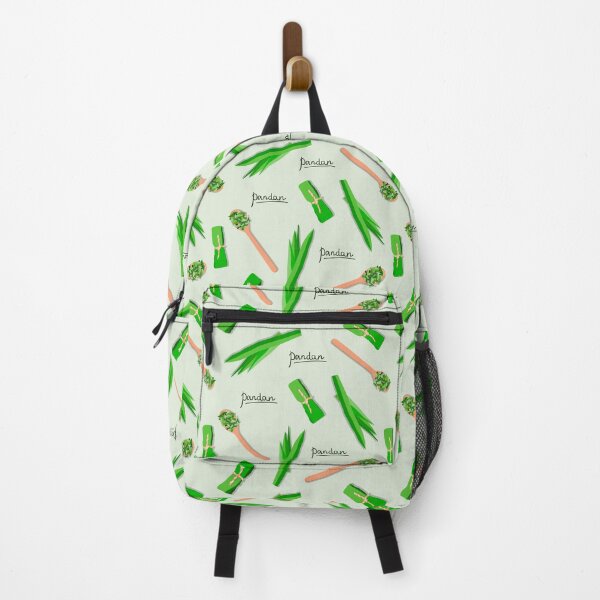 Item preview, Vector seamless flat lay pattern of pandan leaves, shredded pandan spices in wooden spoon and wrapped leaves on green background designed and sold by Familyshmot.