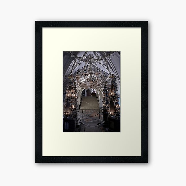 Sedlec Ossuary Interior Photo Art, Skull Bone Church Framed Art Print