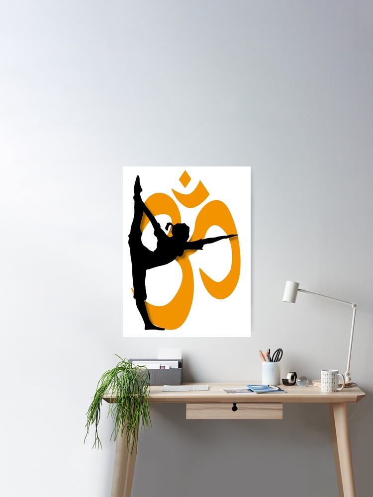 Yoga Pose with Om Background Yoga T-Shirt Poster for Sale by deepakrode7