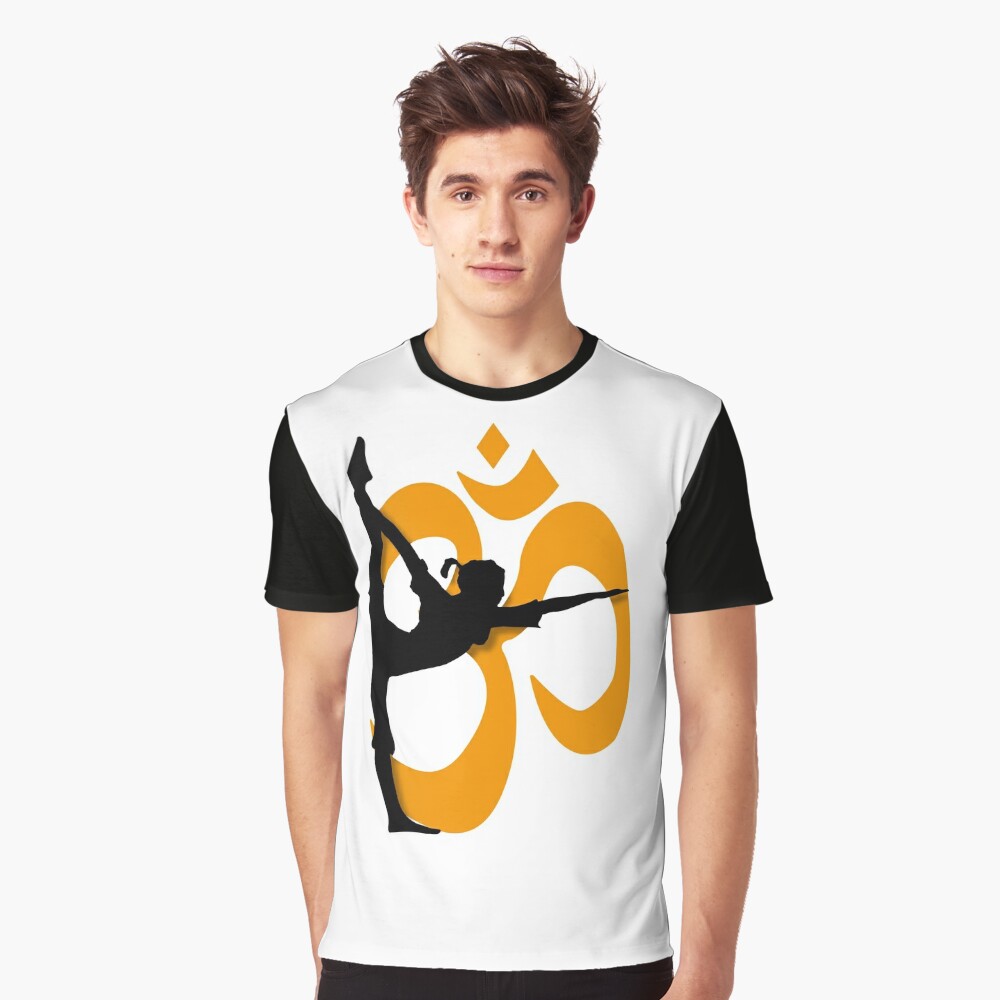 Yoga Pose with Om Background Yoga T-Shirt Poster for Sale by deepakrode7