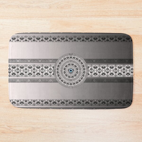 Item preview, Mati Evil Eye Pink Silver Greek Key Paisley designed and sold by Yiorgos Designs.
