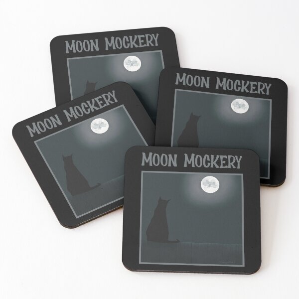 Item preview, Mouse in the Moon Mocks Cat Sitting on a Fence - cute cat cartoon designed and sold by Crystal Raymond.