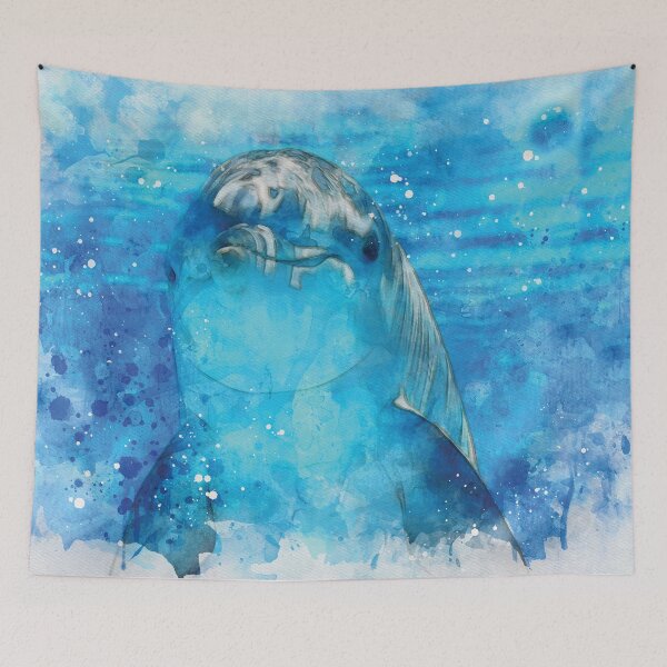 Item preview, A Dolphin portrait digital watercolour effect designed and sold by Gerald Waters.