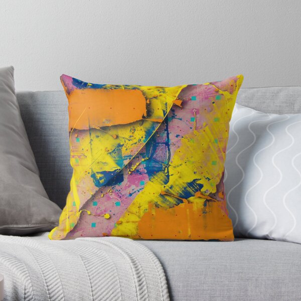 Yellow Slides / Negative Z by Larry Hefner Throw Pillow