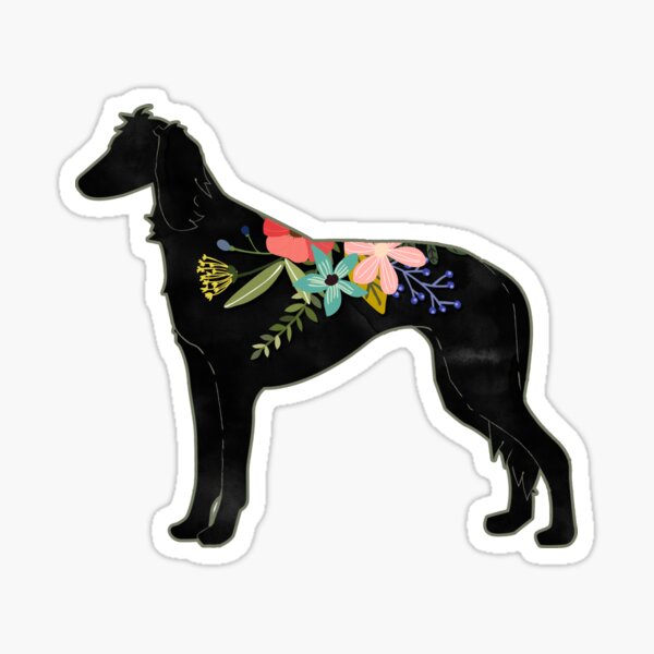 Saluki Dog Breed Bohemian Floral Silhouette Sticker