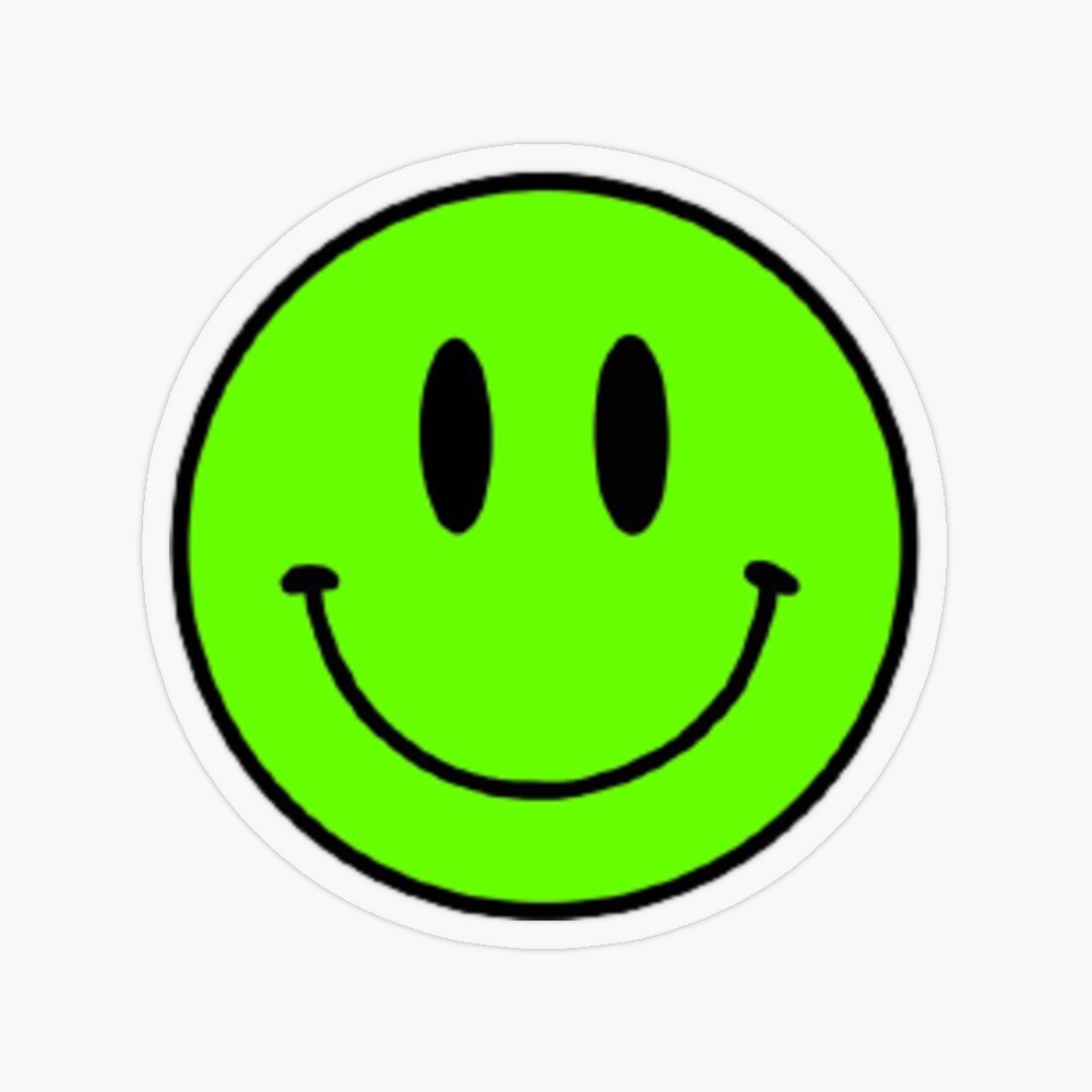 Neon green smiley face Sticker for Sale by K Ostrem