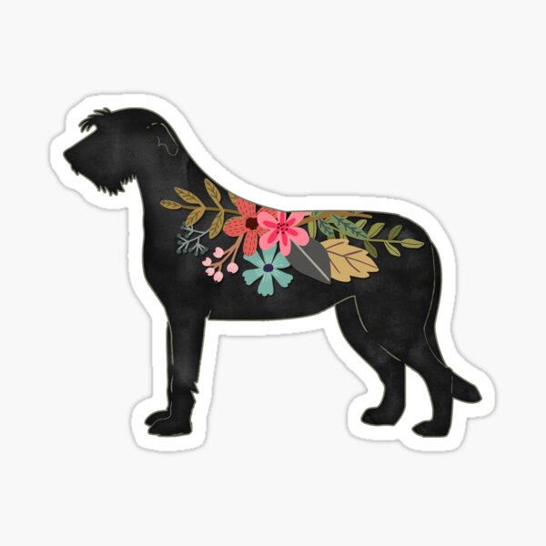 Irish Wolfhound Dog Breed Bohemian Floral Silhouette Sticker