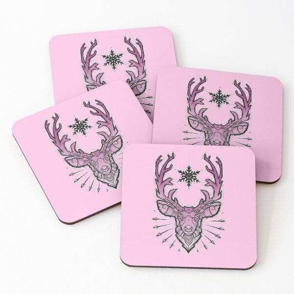 Item preview, pink geometric deer snowflake designed and sold by weilertsen.