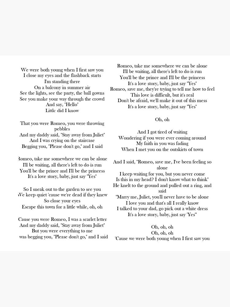 Póster «Taylor Swift Love Story letra y traducción de la canción.» de