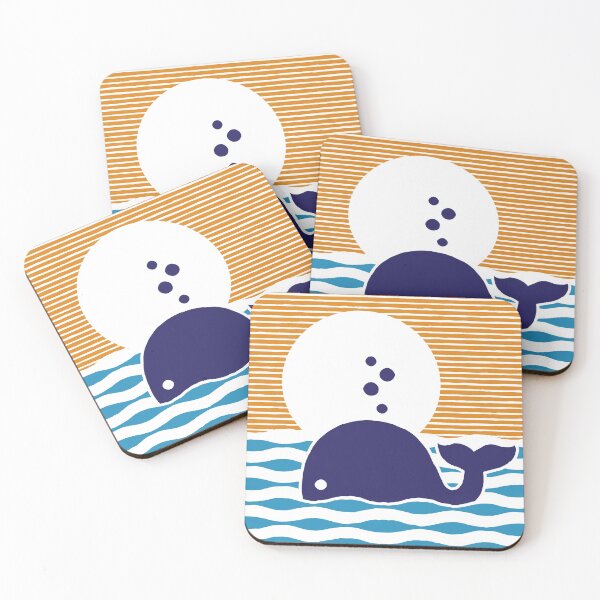 Item preview, Woodblock Print Whale Sunset designed and sold by STUDIO-72.