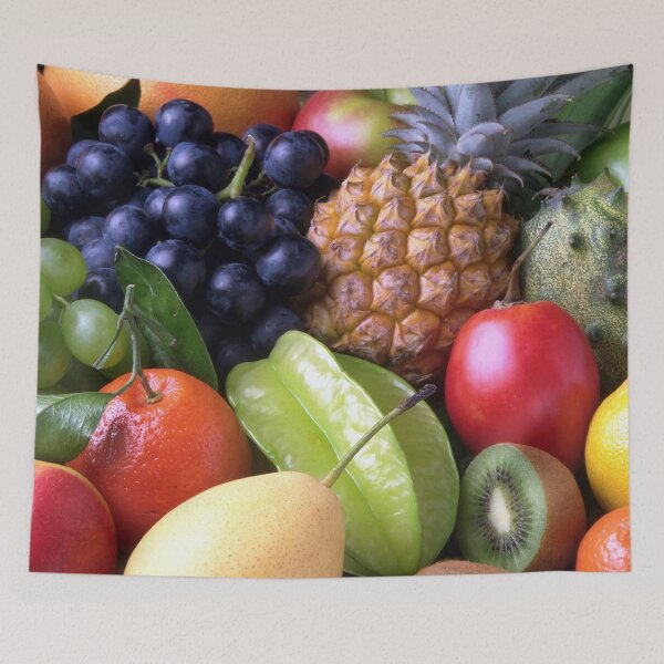 Item preview, Fruit collage, Kiwi, starfruit, peach, grapes, pear, apple, pineapple, orange, dragonfruit designed and sold by Nostrathomas66.