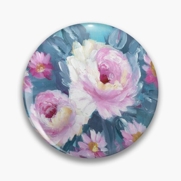 Item preview, Rosas rosadas con pequeñas margaritas rosadas designed and sold by Smalltownart.