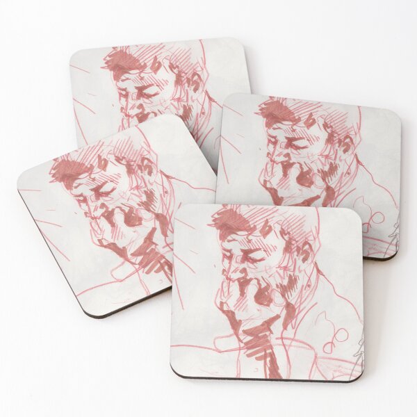 Item preview, Study of a thinking man, nude study in red, sketchbook excerpt designed and sold by Daria Berndt.