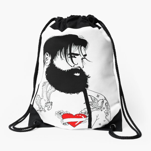 For The Love Of Bearded Men Drawstring Bag