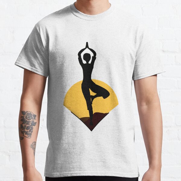 Yoga Pose with Om Background Yoga T-Shirt Poster for Sale by deepakrode7