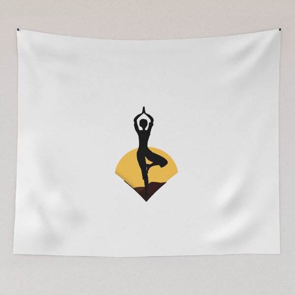 Item preview, Yoga Tree Pose with Sunrise Background designed and sold by deepakrode7.