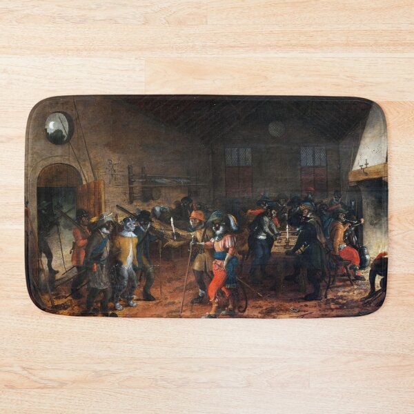 Item preview, Monkeys in Uniform in a Guardhouse Arresting a Cat  designed and sold by BulganLumini.