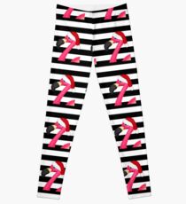 Pink Flamingo Santa Striped Leggings