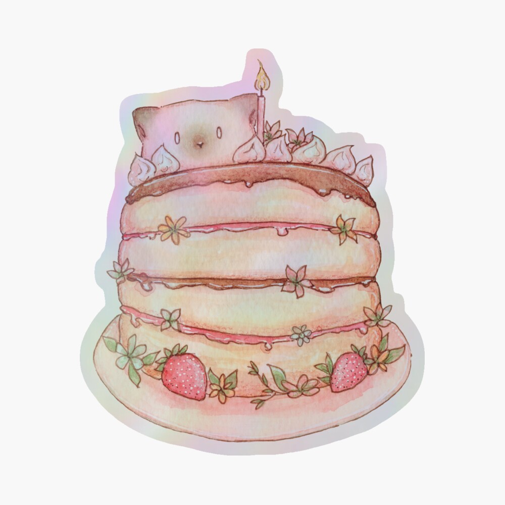 限定セール -SALE Cat and cake birthday 絵画