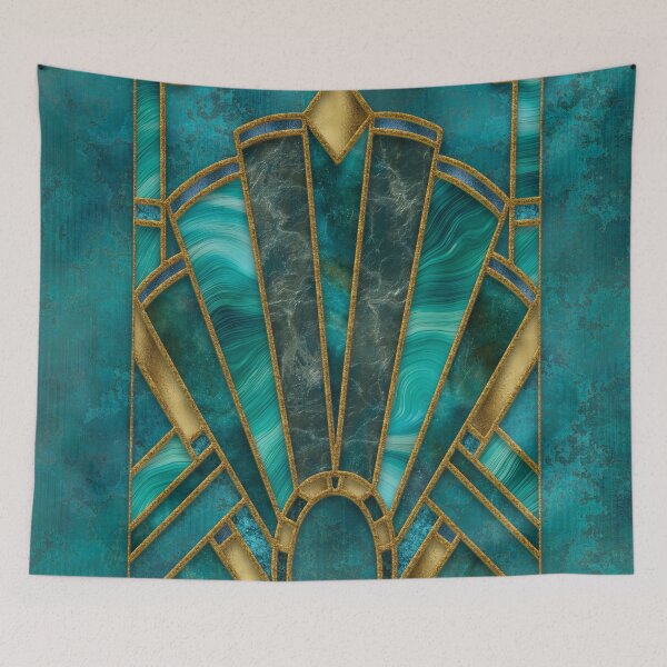 Item preview, Elegant Stained Glass Art Deco Window With Marble And Gemstone designed and sold by artsandsoul.