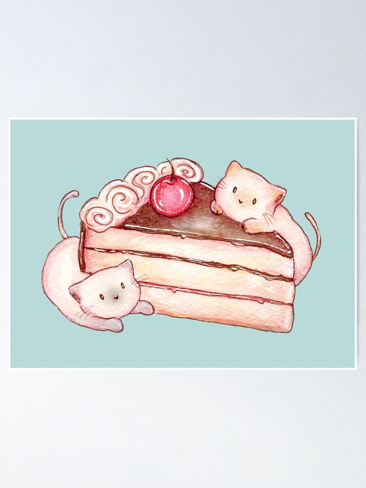 Póster «Gatos comiendo pastel de cumpleaños» de denymartinelli | Redbubble