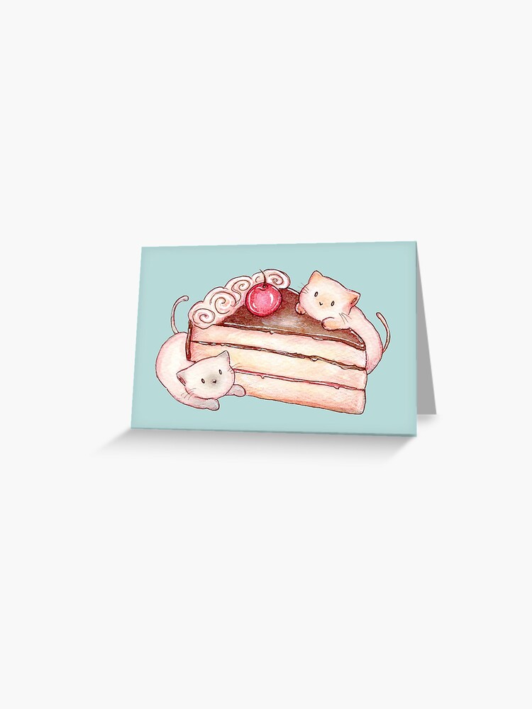 Tarjetas de felicitación «Gatos comiendo pastel de cumpleaños» de  denymartinelli | Redbubble