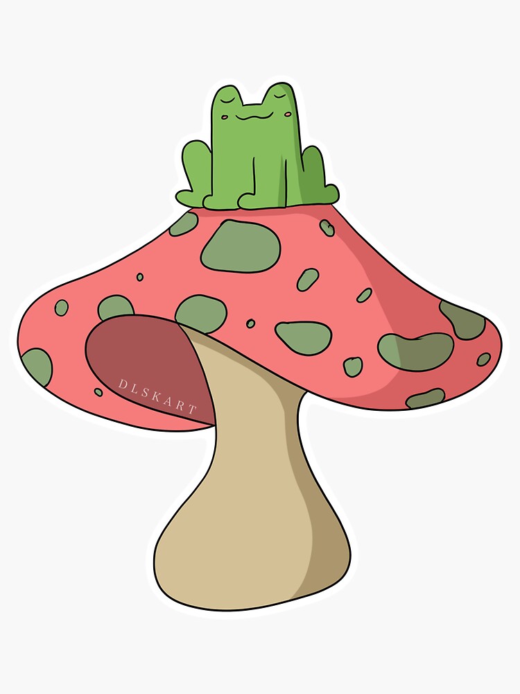 "Frog on a Mushroom" Sticker for Sale by dlskart | Redbubble