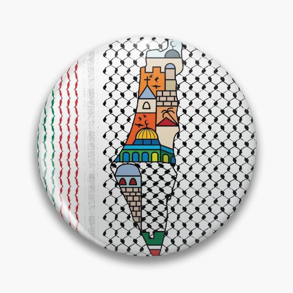 Item preview, I Love Palestine My Homeland Palestinian Map with Kufiya Hatta Pattern and Most Sacred Cites In Jerusalem -blk designed and sold by QualiTshirt.