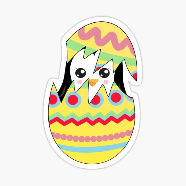 Suzy the Penguin Hatching Inside an Easter Egg Sticker