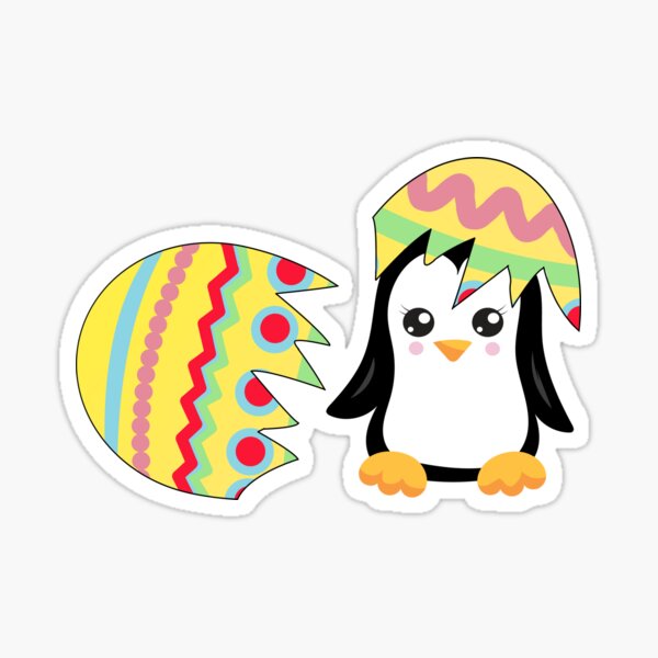 Suzy the Penguin Outside Her Easter Egg Sticker