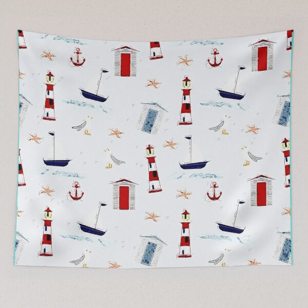 Item preview, Nautical Pattern with Boats and Lighthouses designed and sold by Kybruno's Creations.