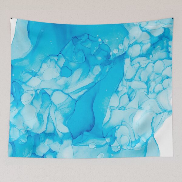 Item preview, Light Blue Abstract 214 Modern Alcohol Ink Painting by Herzart designed and sold by herzart.